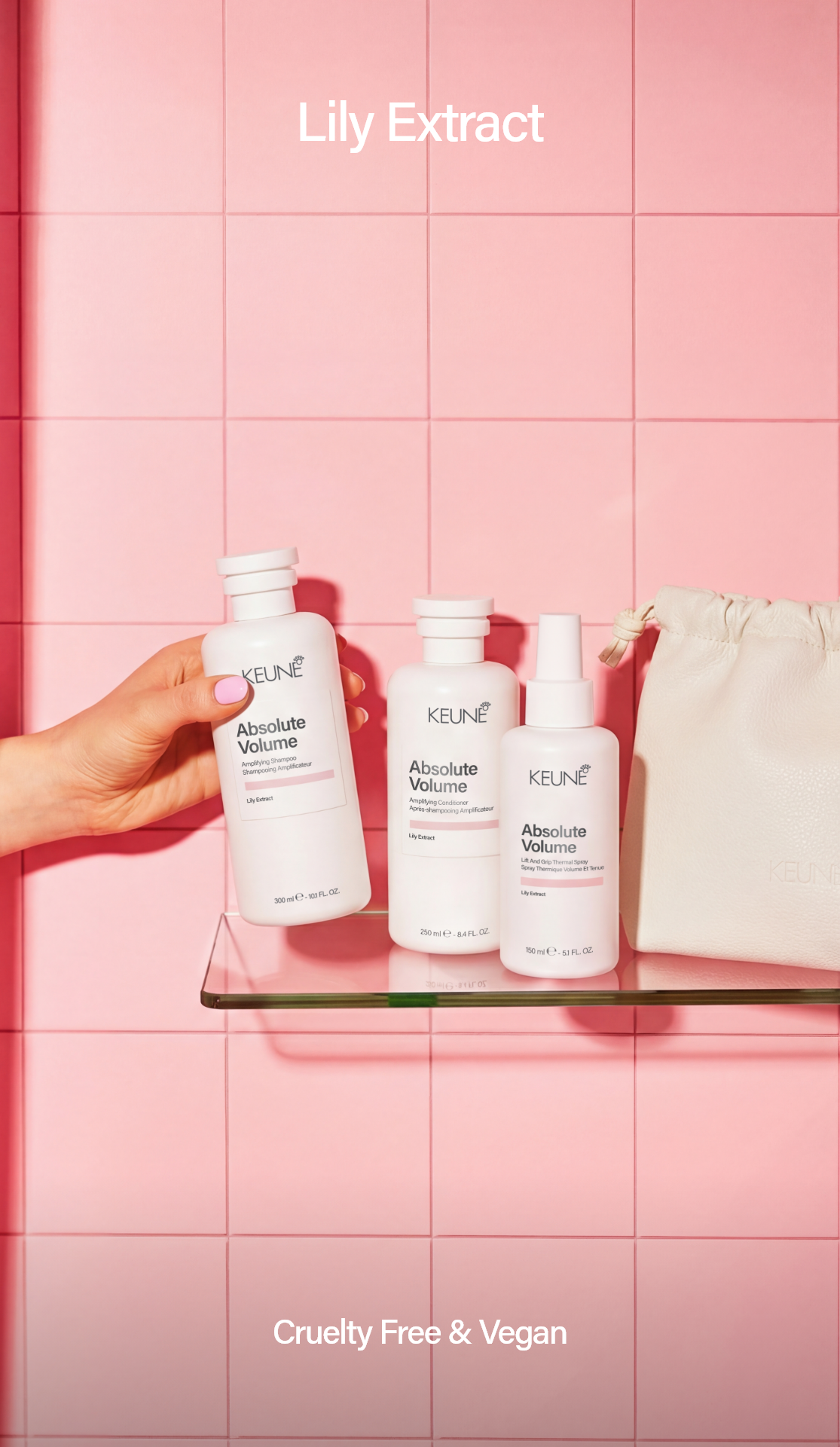 Keune Absolute Volume Lift and Grip Spray: Instantly boosts hair volume, creates texture with flexible grip, and offers a weightless feel. Provides heat protection and enhances movement.